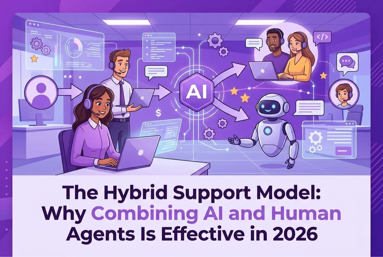 Combining AI and human agents in a hybrid customer support model