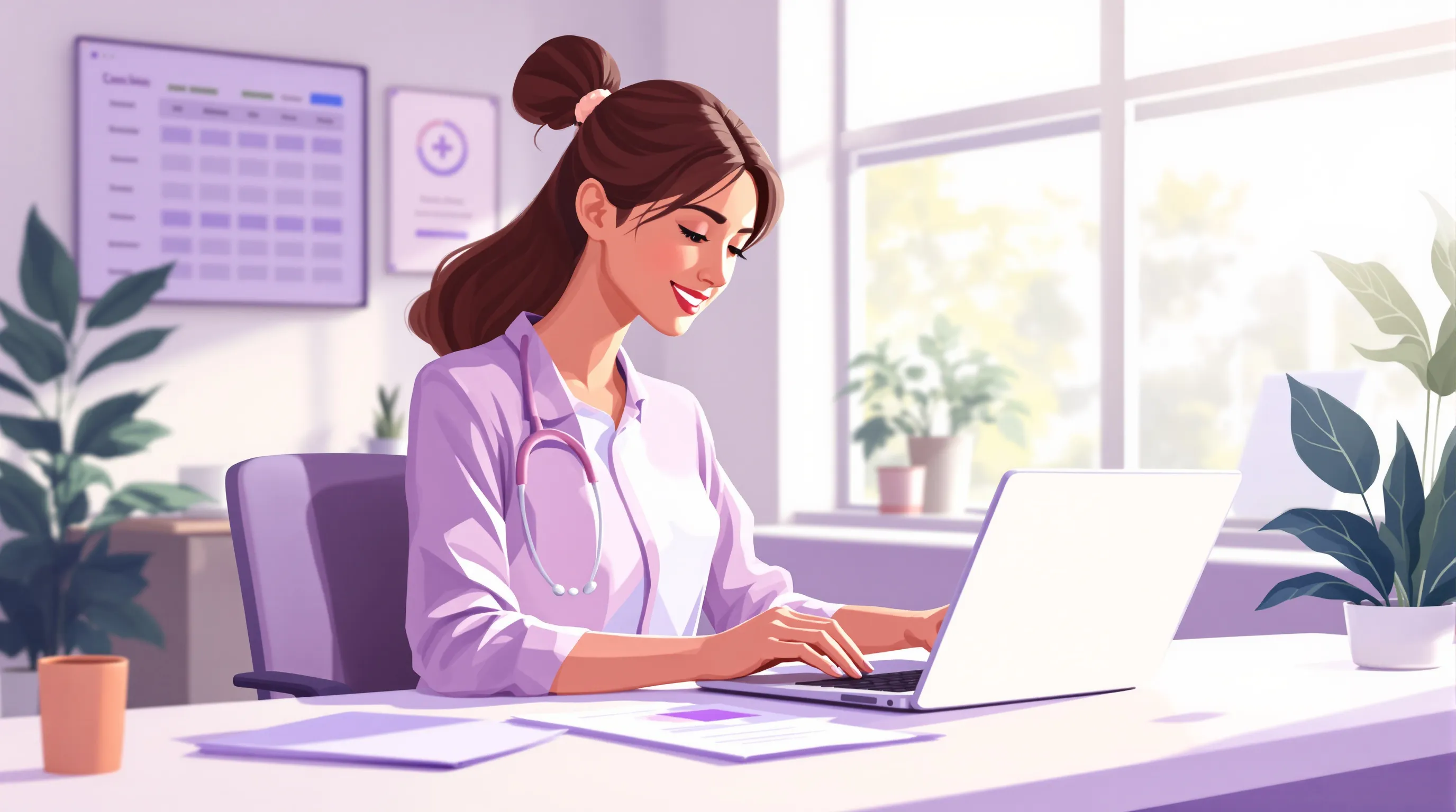 Virtual medical assistant managing administrative tasks for a family medicine practice from a remote office setup