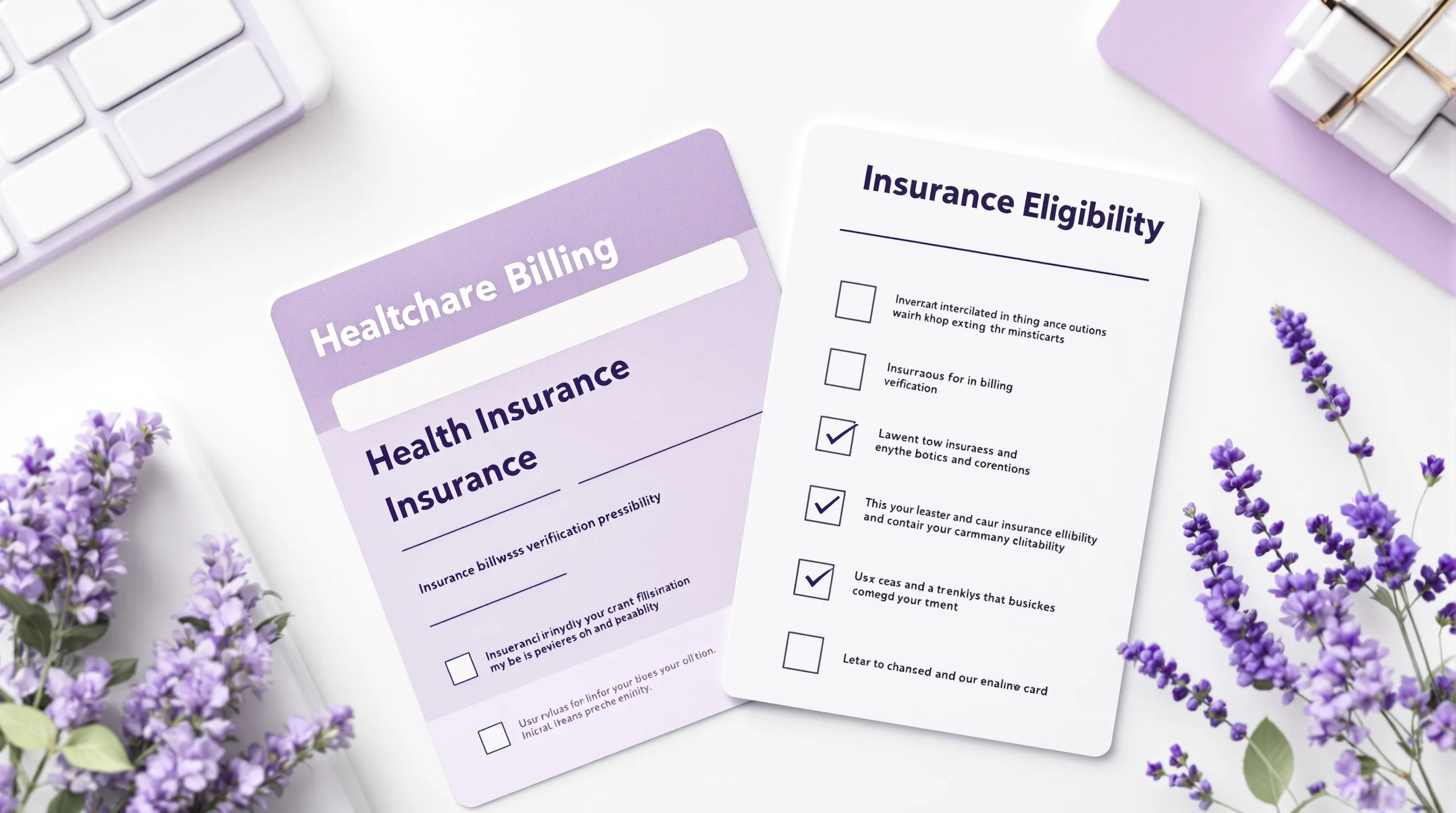 Insurance card and billing checklist representing the insurance verification process