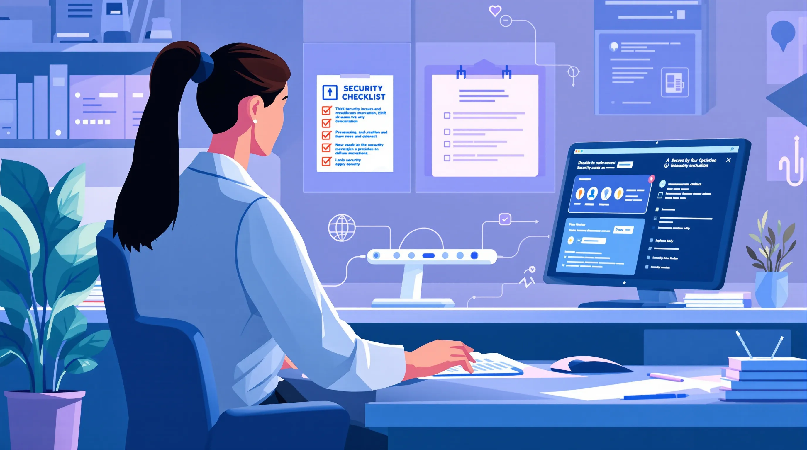 Medical practice administrator reviewing PHI access controls for virtual assistant offboarding