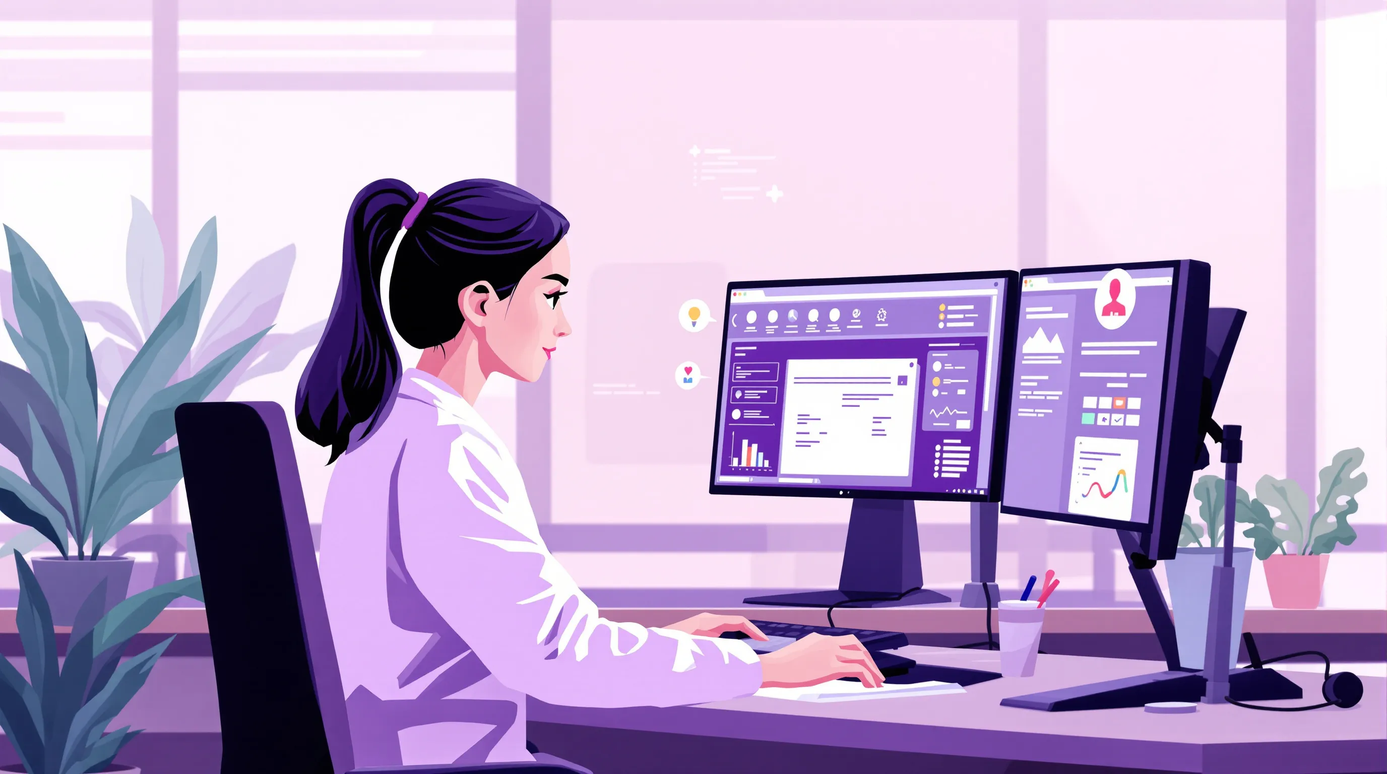 Healthcare virtual assistant performing medical record abstraction at a workstation