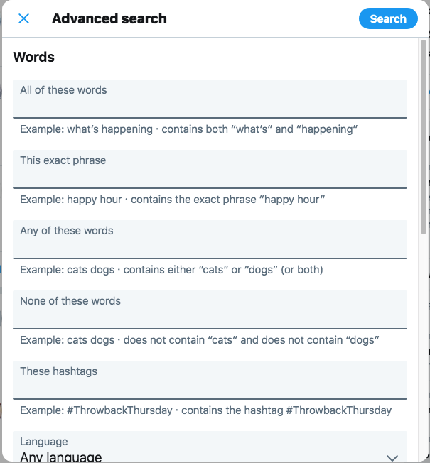 Twitter Advanced Search Option