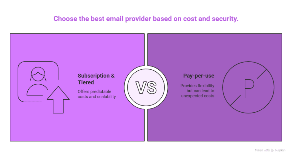 Cost Considerations - visual selection Choose the best email provider based on cost and security.