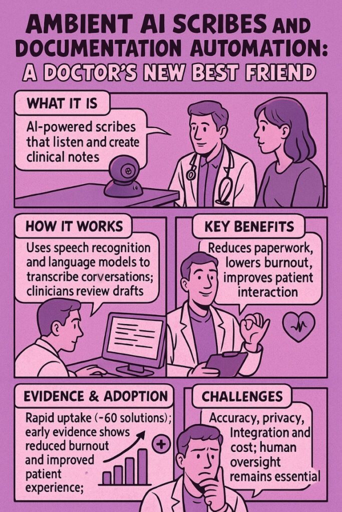 Ambient AI Scribes and Documentation Automation: A Doctor's New Best Friend 3 Ambient AI scribe comic