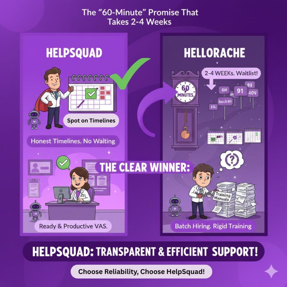 HelpSquad vs HelloRache: Which Healthcare Virtual Assistant Service Actually Has Your Back? 2 Helpsquad 3