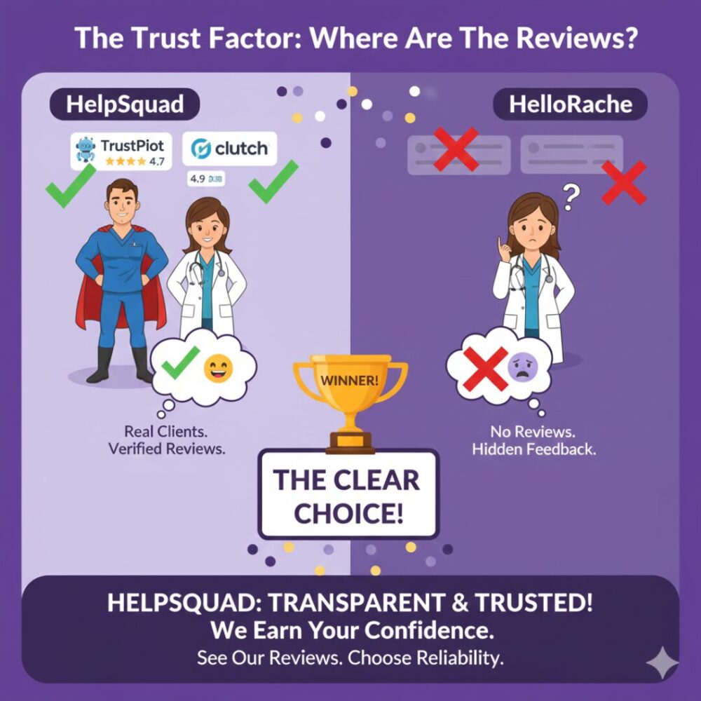 HelpSquad vs HelloRache: Which Healthcare Virtual Assistant Service Actually Has Your Back? 5 Helpsquad